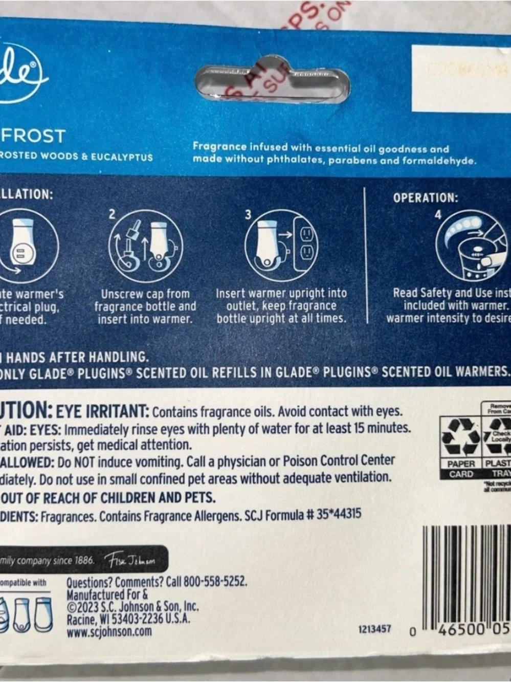 NEW- Glade PlugIns (First Frost) 5 Pack Refills Air Fresheners